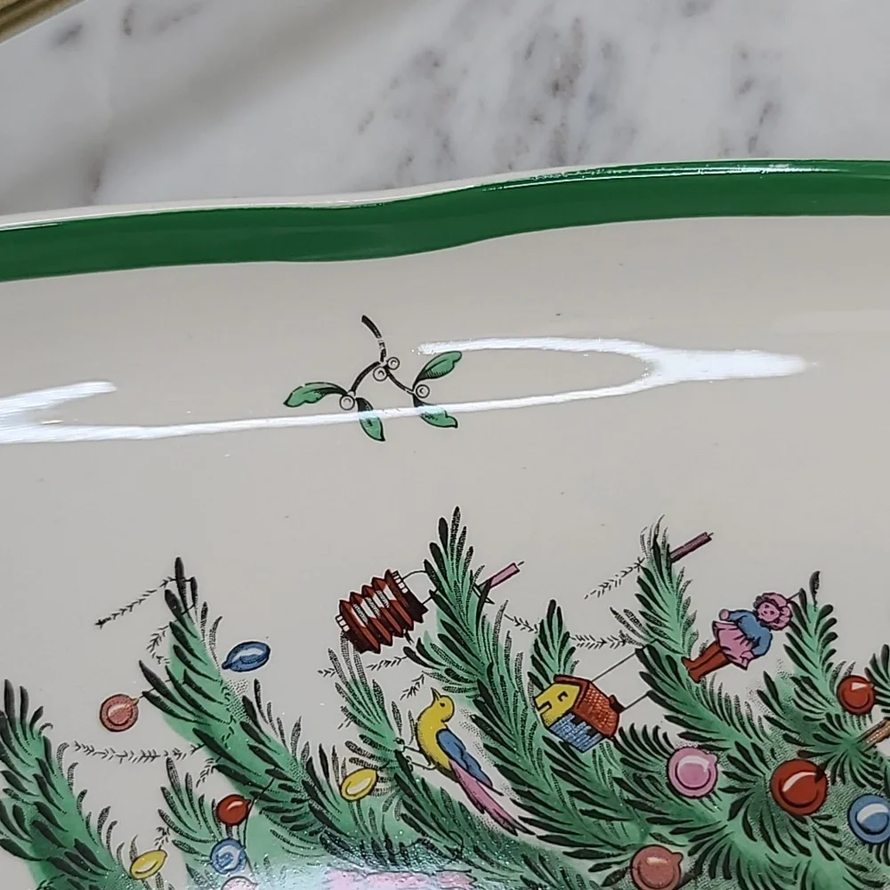 Spode Christmas Tree Classic Vintage Collectible Ceramic Triangular Serving Dish